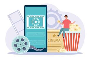 en ligne cinéma service, regarder film à Accueil vecteur