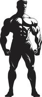 monochrome muscle culturistes iconique vecteur art ébène emblème plein corps noir vecteur icône