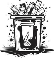 cogné vice disposition noir poubelle emblème non fumeur poubelle de mis au rebut cigarette vecteur