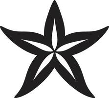 bord de mer splendeur étoile de mer iconique emblème aquatique sérénité noir vecteur icône
