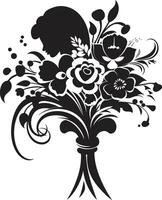 matrimonial élégance monochrome emblème élégant de mariée silhouette noir logo conception vecteur