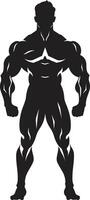 muscle monolithe culturistes iconique noir vecteur encrier impression plein corps noir vecteur symbole