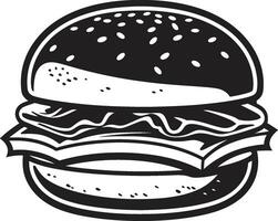 gourmet Burger illustration vecteur emblème délicieux Burger art noir icône