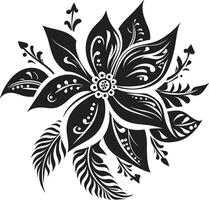 élégant Célibataire pétale conception noir emblème détail élégant monochrome Floraison vecteur iconique la grâce