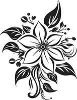 botanique élégance iconique emblème détail gracieux fleur vecteur noir Signature détail