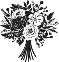 élégant floral arrangement noir de mariée vecteur logo bouquet élégance monochrome vecteur icône conception