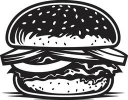 Burger essence noir vecteur logo savoureux mystère vecteur Burger icône