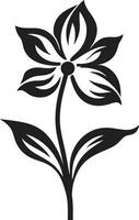 minimaliste Floraison icône emblématique art élégant fleur détail monochrome conception vecteur