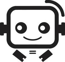 numérique un compagnon petit ai glyphe mini ai copain minuscule noir bot conception vecteur