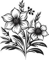 congelé pétale esquisser élégant noir emblème capricieux hiver Floraison vecteur iconique symbole