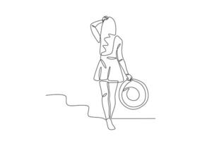 une femme posant sur le plage vecteur