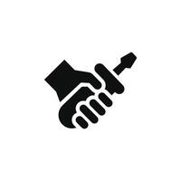 main en portant Tournevis icône isolé sur blanc Contexte vecteur