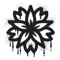 fleur graffiti tiré avec noir vaporisateur peindre vecteur