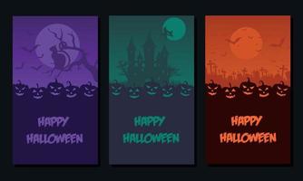 modèle de jeux de cartes pour halloween avec différents motifs d'horreur vecteur