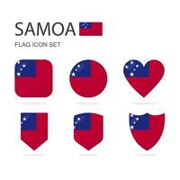 samoa 3d drapeau Icônes de 6 formes tout isolé sur blanc Contexte. vecteur