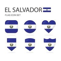 el Salvador 3d drapeau Icônes de 6 formes tout isolé sur blanc Contexte. vecteur