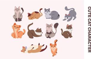 mignonne chat personnage pose illustration vecteur