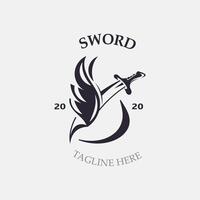 épée ancien logo conception. illustration épée élément, pouvez être utilisé comme logotype, icône, modèle manteau de bras concept vecteur