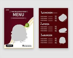 vecteur menu modèle pour restaurant et café