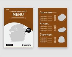 vecteur menu modèle pour restaurant et café