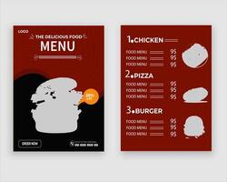 vecteur menu modèle pour restaurant et café