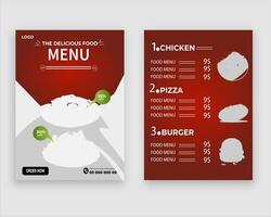 vecteur menu modèle pour restaurant et café