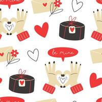 sans couture valentines journée modèle avec cadeau des boites et enveloppes vecteur