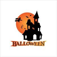 logo maison halloween et lune