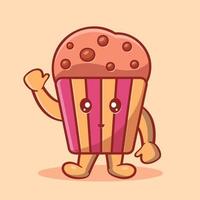 mignon, gâteau muffin, mascotte, sourire, isolé, dessin animé, dans, plat, style vecteur