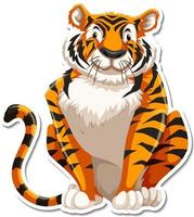 personnage de dessin animé de tigre assis sur fond blanc vecteur