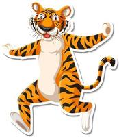 personnage de dessin animé de danse de tigre sur fond blanc vecteur