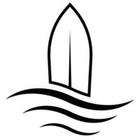 surfant icône, mer vagues et planche de surf verticalement, actif des loisirs logo vecteur