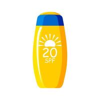 Jaune tube avec une bleu casquette de spf 20 crème solaire sur une blanc Contexte. produits de beauté avec uv protection. vecteur. vecteur