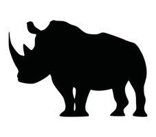 noir et blanc africain blanc rhinocéros silhouette. vecteur illustration.