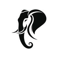 silhouette de l'éléphant tête visage logo icône symbole vecteur illustration