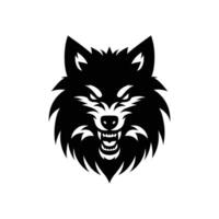 silhouette en colère Loup logo conception icône symbole vecteur illustration