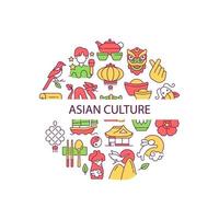 mise en page du concept de couleur abstraite de la culture asiatique avec titre vecteur