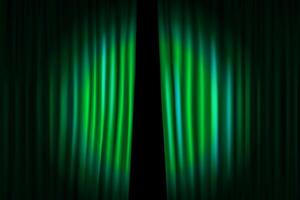 vert rideau avec cercle lumière de projecteur. vecteur Contexte