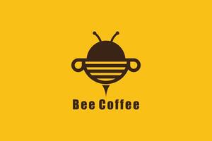 café logo conception avec abeille logo concept moderne vecteur