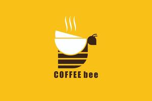 café logo conception avec abeille logo concept moderne vecteur