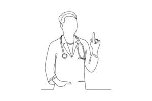 un continu ligne dessin de nationale médecins journée concept. griffonnage vecteur illustration dans Facile linéaire style.