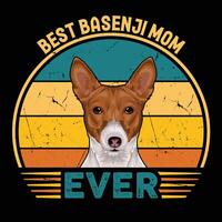 meilleur basenji maman déjà typographie rétro T-shirt illustration, ancien tee pro vecteur