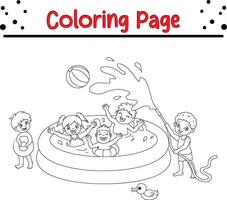 mignonne les enfants en jouant l'eau parc coloration page pour des gamins vecteur