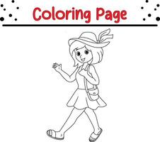 mignonne content peu fille coloration page vecteur