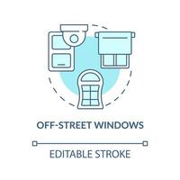 hors rue, fenêtres, bleu, concept, icône vecteur