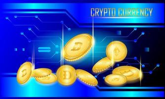 icon set crypto monnaie illustration sur fond bleu vecteur