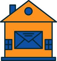 maison courrier ligne rempli deux couleurs icône vecteur