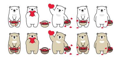 ours vecteur cœur Valentin icône polaire ours nounours panier logo symbole personnage dessin animé griffonnage illustration conception