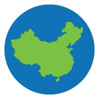 Chine carte vert Couleur dans globe conception avec bleu cercle couleur. vecteur