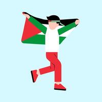 une homme en portant Palestine drapeau vecteur